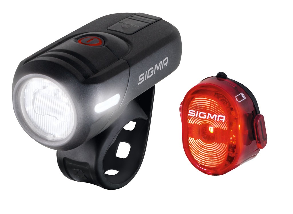 Sigma Sport, Beleuchtung, Lichtset vorne + - hinten, AURA 45 + NUGGET II, inkl. Micro-USB Kabel